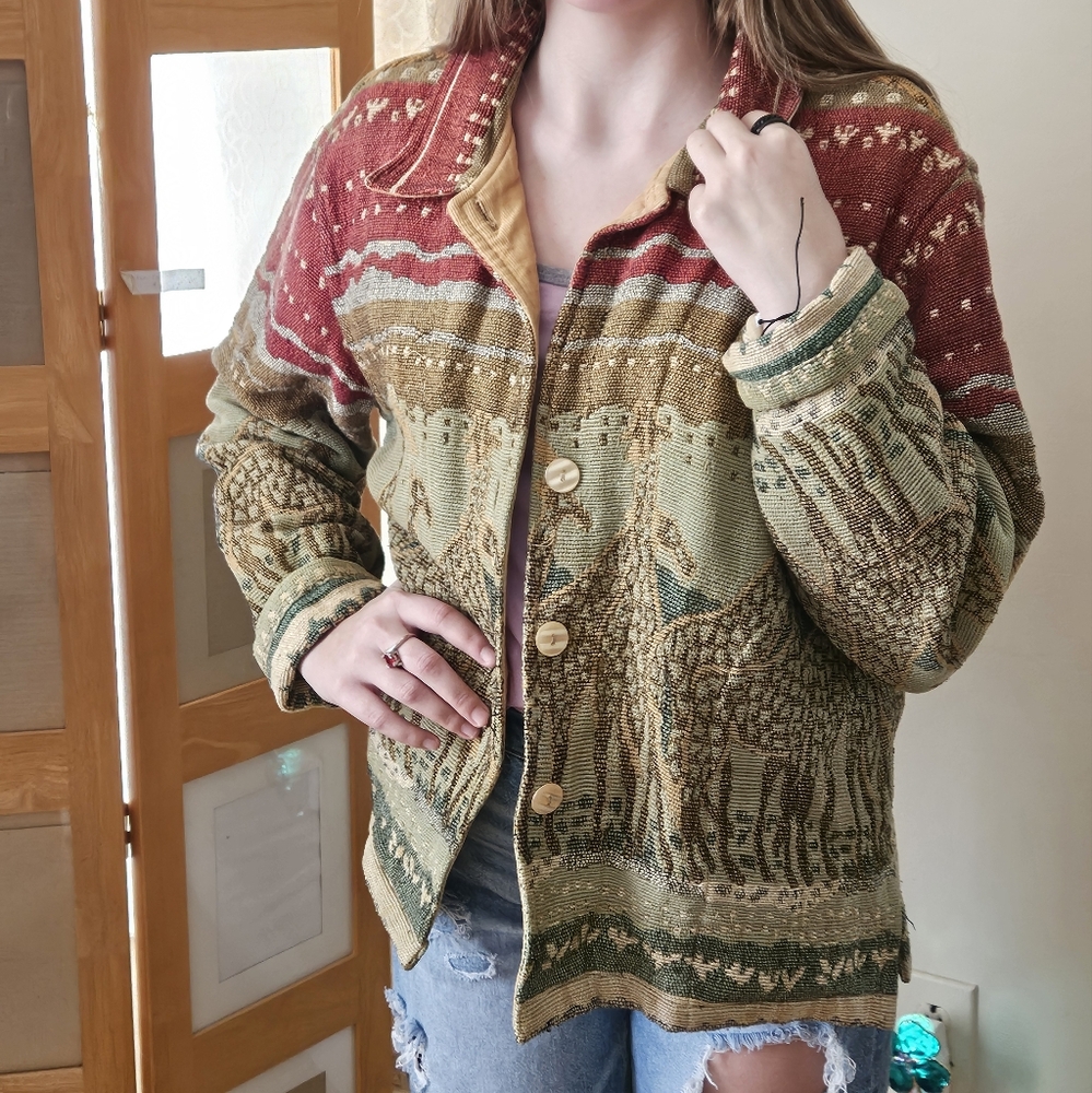 Vintage Resort Wear North Tapestry Blazer. Size M. 1990s. 100% Cotton.